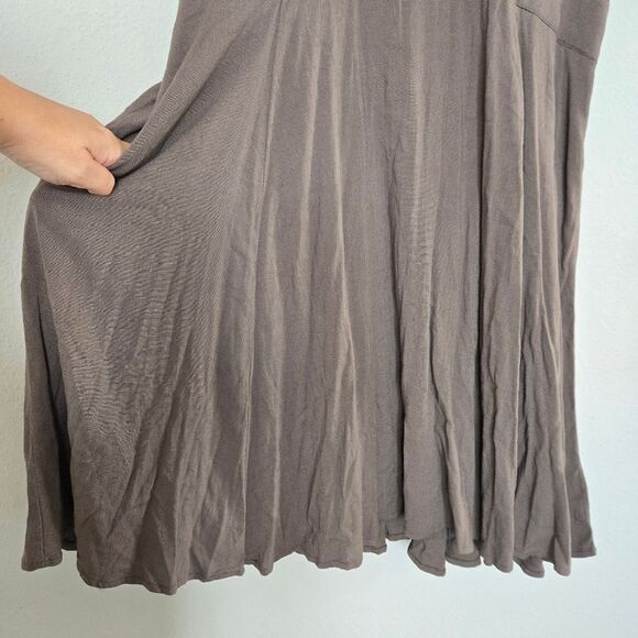 Torrid Skater Mini Dress Slub Puff Sleeve Brown Size 1X 14/16 - Picture 8 of 12